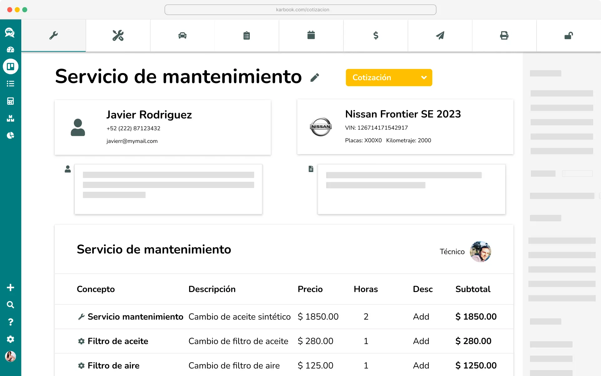 Karbook: Cotizaciones
